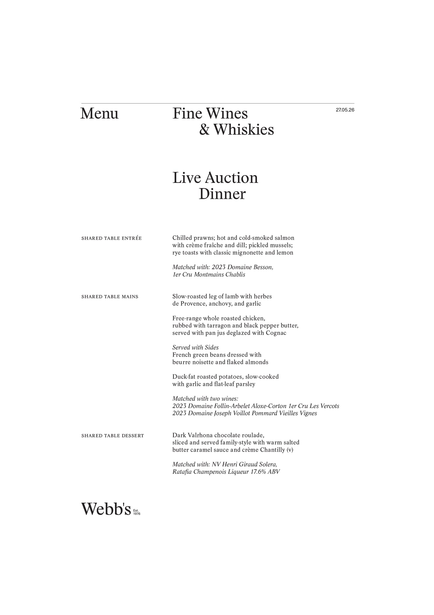 Dinner Tickets | May Live Auction